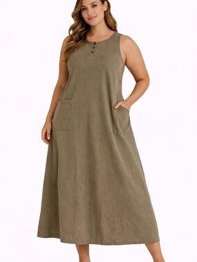 AKS Amy K Su Olive Maxi Dress - Size Large - Amazing
Condition